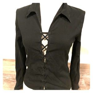Anne Fontaine Vintage 90s Black Blouse